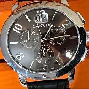 Lanvin Black and Silver Chronograph Watch